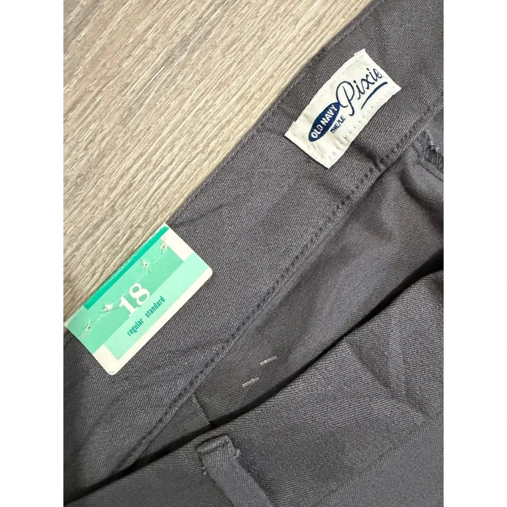 Old Navy Pixie Charcoal Gray Ankle Pants Women 18 Regular Mid Rise Stretch Twill
